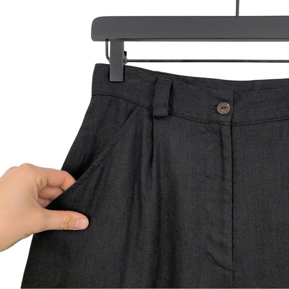 HANDMADE LINEN STUDIO Ginger High Waist Tapered Linen Pant Black - Picture 3 of 9